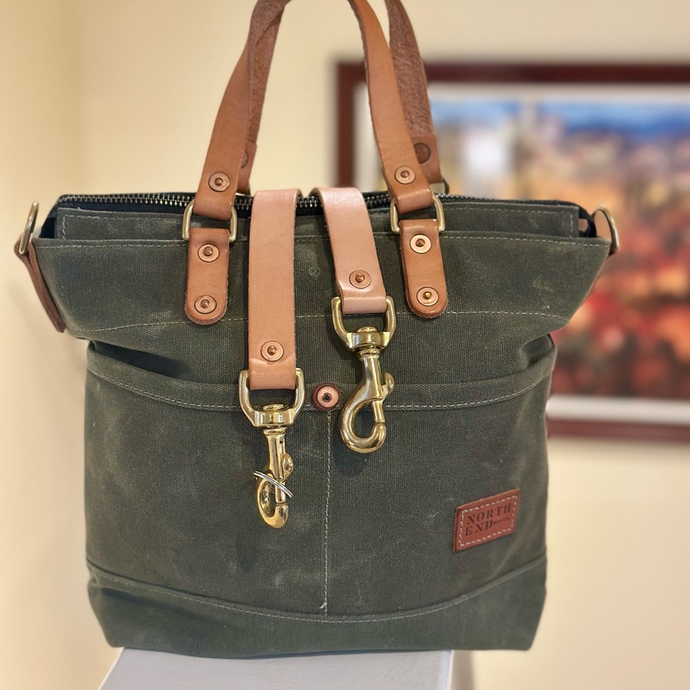 North End Bag Co. Leona style Olive Green Canvas Tote Bag